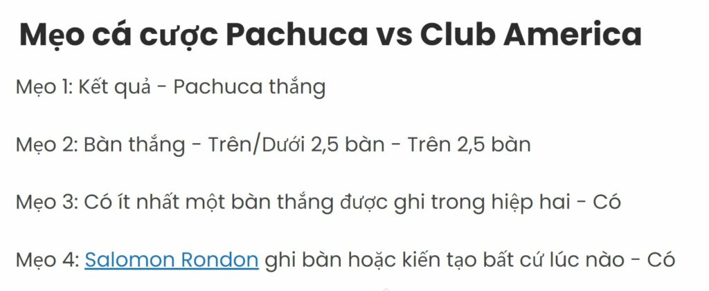 Mẹo cá cược Pachuca vs Club America
